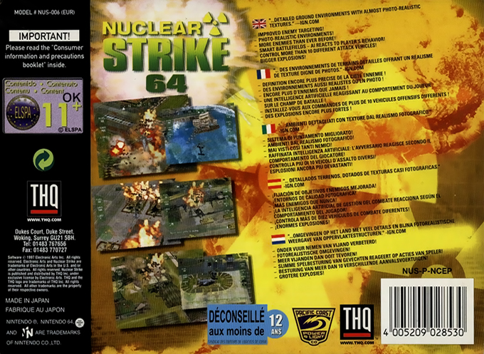 Nuclear Strike 64 — box-2D-back (EU)