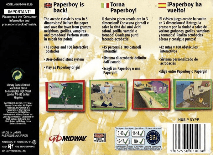 Paperboy — box-2D-back (DE)