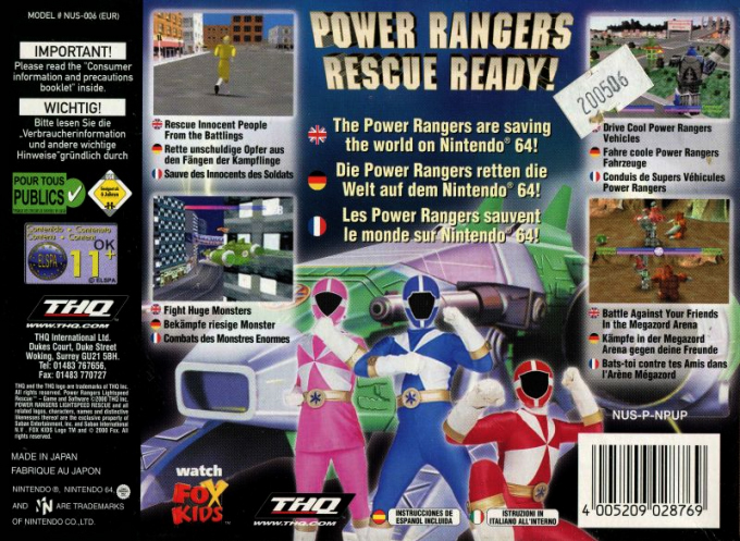 Saban's Power Rangers - Lightspeed Rescue — box-2D-back (EU)