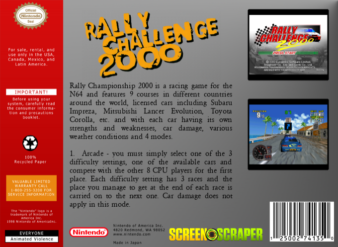 Rally Challenge 2000 — box-2D-back (SS)