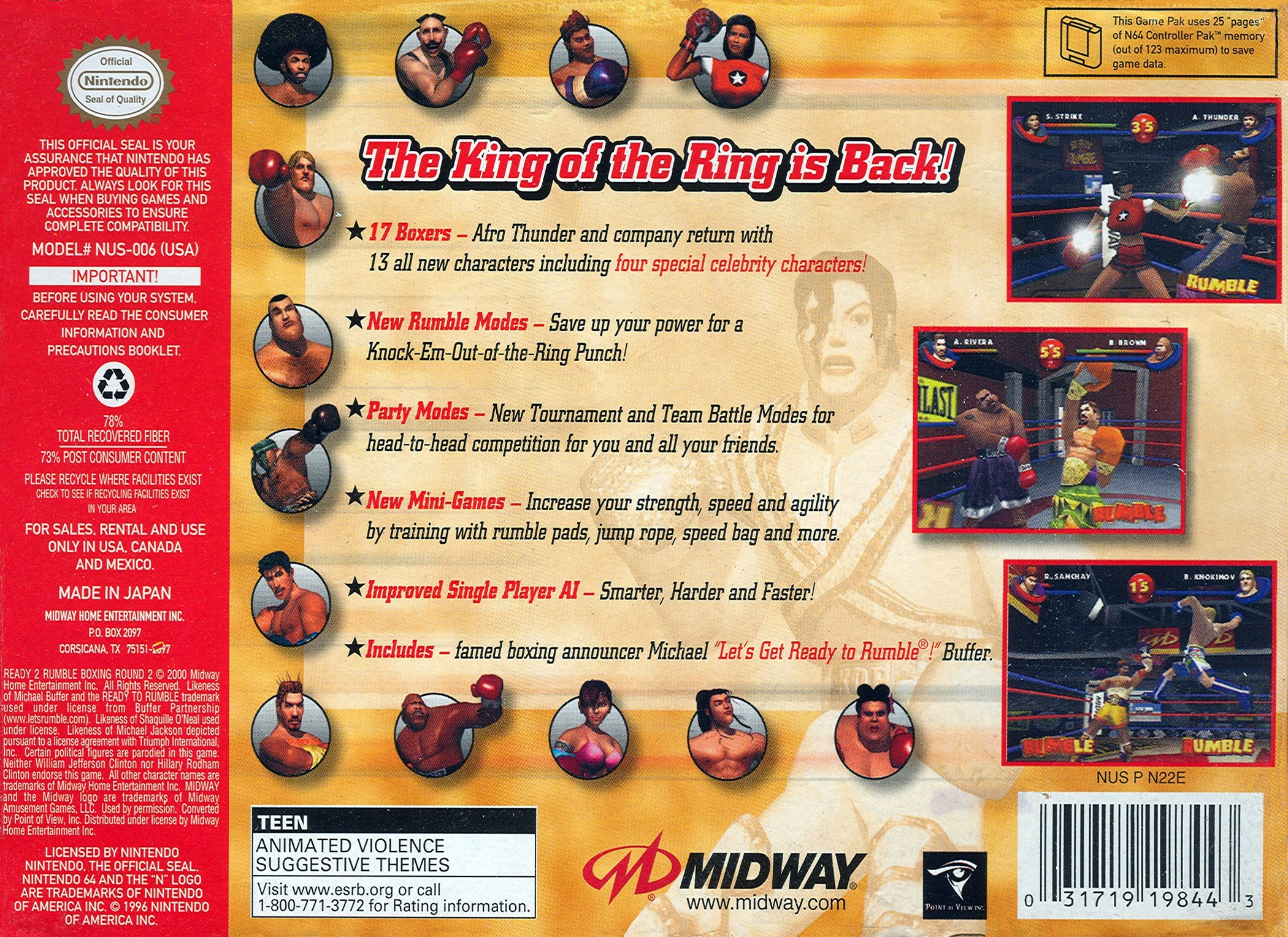 Ready 2 Rumble Boxing - Round 2 — box-2D-back (US)