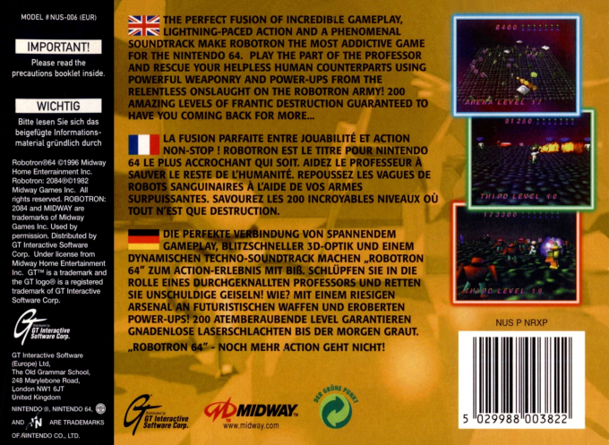 Robotron 64 — box-2D-back (EU)