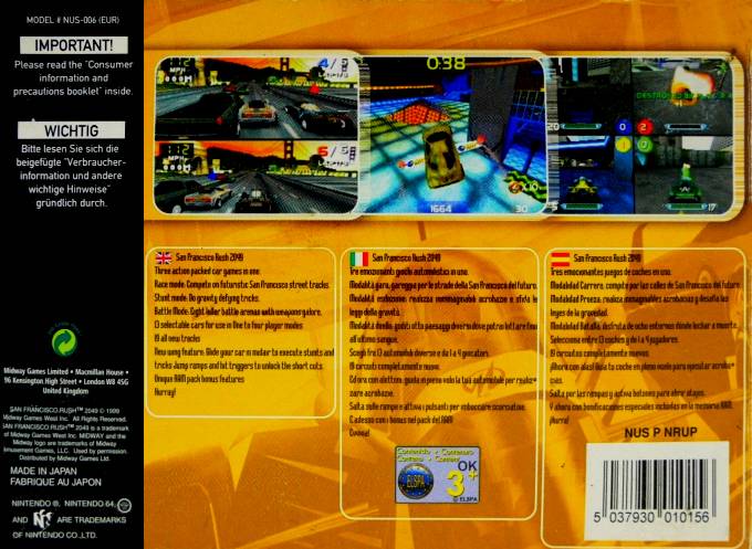 San Francisco Rush 2049 — box-2D-back (EU)