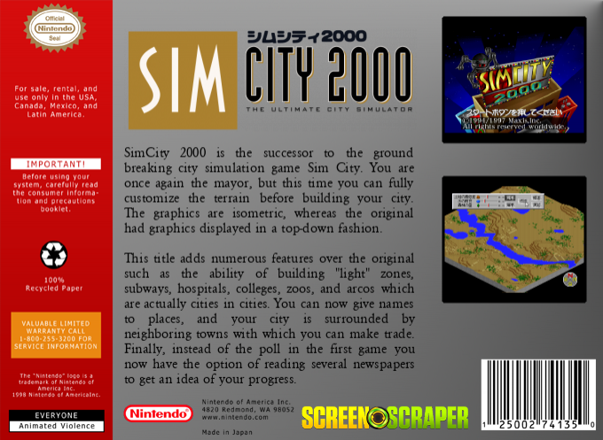 Simcity 2000 — box-2D-back (SS)