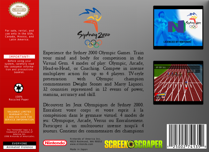 Sydney 2000 — box-2D-back (SS)