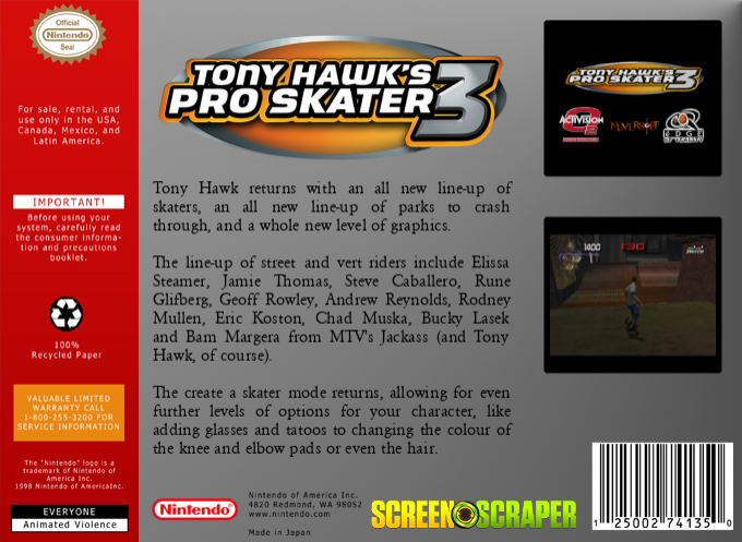Tony Hawk's Pro Skater 3 — box-2D-back (SS)
