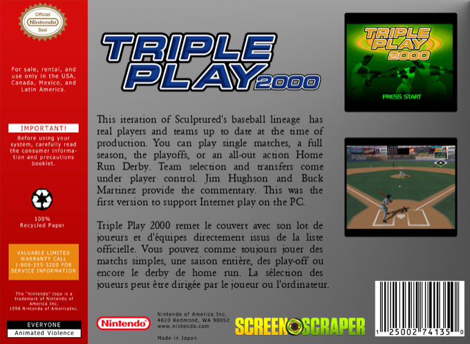 Triple Play 2000 — box-2D-back (SS)
