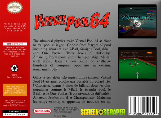Virtual Pool 64 — box-2D-back (SS)