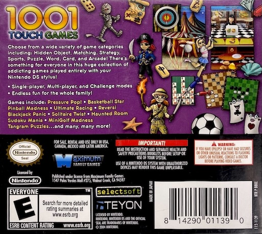 1001 Touch Games — box-2D-back (US)