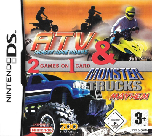2 Game Pack! - Monster Trucks Mayhem + Atv - Thunder Ridge Riders — box-2D (EU)