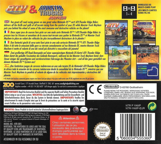 2 Game Pack! - Monster Trucks Mayhem + Atv - Thunder Ridge Riders — box-2D-back (EU)