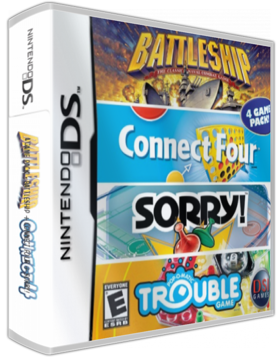 4 Game Pack! - Battleship + Connect Four + Sorry! + Trouble — box-3D (US)