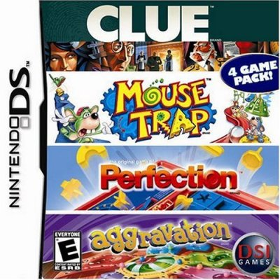 4 Game Pack! - Clue + Aggravation + Perfection + Mouse Trap box art