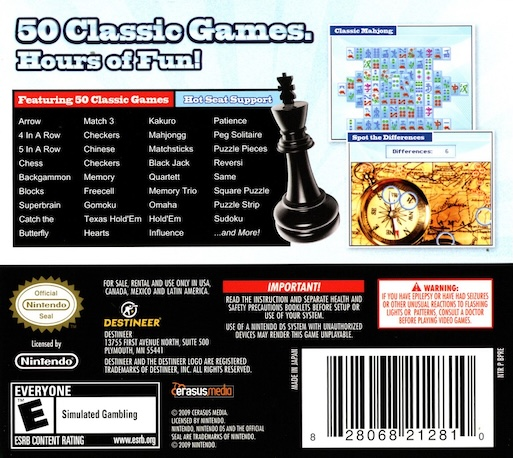 50 Classic Games — box-2D-back (US)