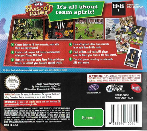 Afl Mascot Manor — box-2D-back (EU)