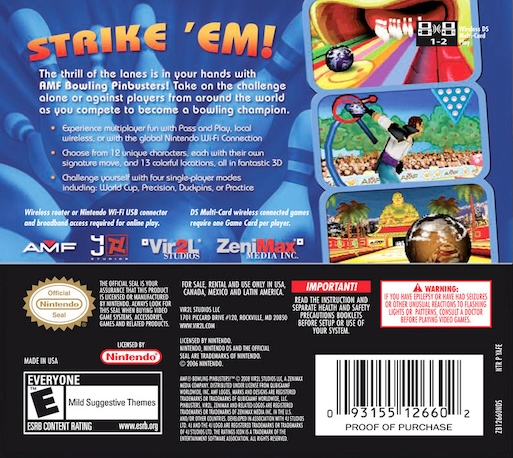 Amf Bowling Pinbusters! — box-2D-back (US)