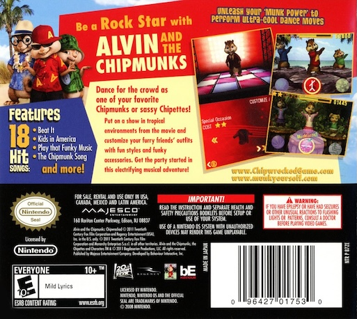 Alvin And The Chipmunks - Chipwrecked — box-2D-back (US)