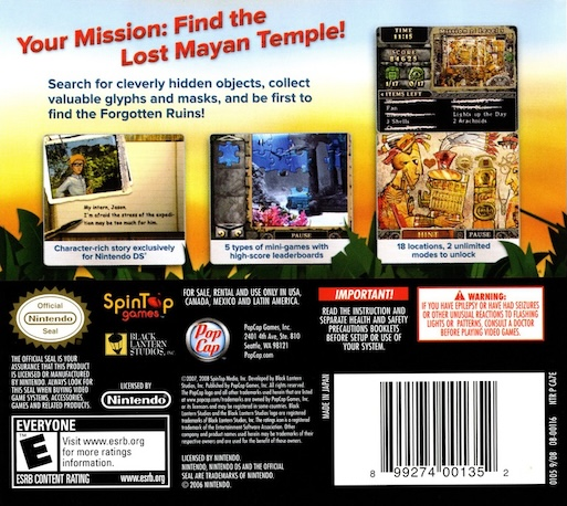 Amazing Adventures - The Forgotten Ruins — box-2D-back (US)