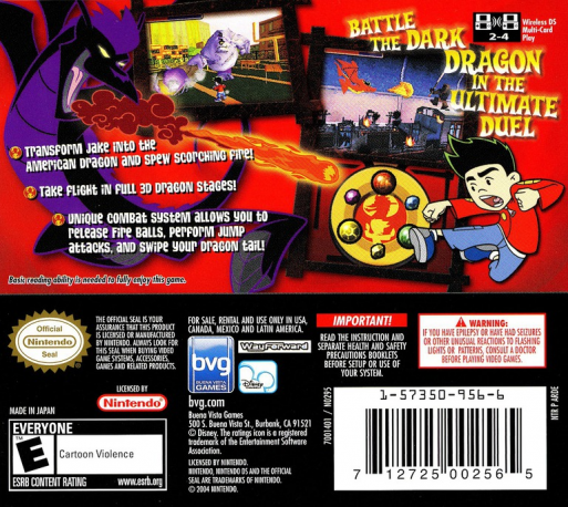 American Dragon - Jake Long - Attack Of The Dark Dragon — box-2D-back (US)