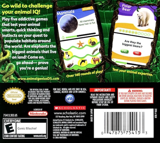 Animal Genius — box-2D-back (US)