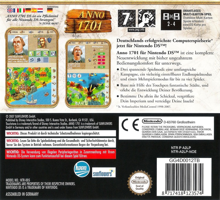 Anno 1701 - Dawn Of Discovery — box-2D-back (DE)