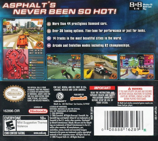 Asphalt - Urban Gt 2 — box-2D-back (US)