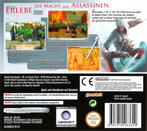 Assassin's Creed - Altair's Chronicles — box-2D-back (DE)