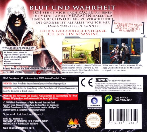 Assassin's Creed 2 - Discovery — box-2D-back (DE)