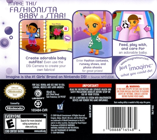 Imagine - Babyz Fashion — box-2D-back (US)