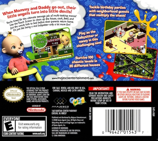 Babysitting Mania — box-2D-back (US)