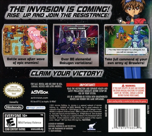 Bakugan - Rise Of The Resistance — box-2D-back (US)
