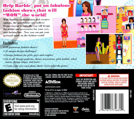 Barbie Fashion Show - An Eye For Style — box-2D-back (US)