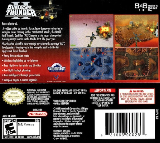 Blades Of Thunder 2 — box-2D-back (US)