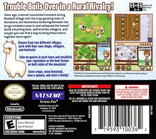 Harvest Moon - The Tale Of Two Towns — box-2D-back (US)