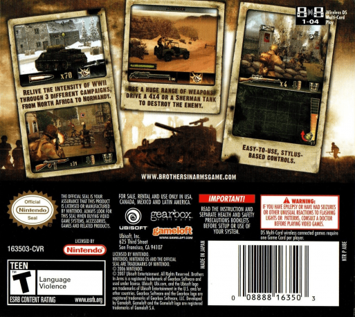 Brothers In Arms Ds — box-2D-back (US)