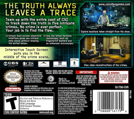 Csi - Crime Scene Investigation - Dark Motives — box-2D-back (US)