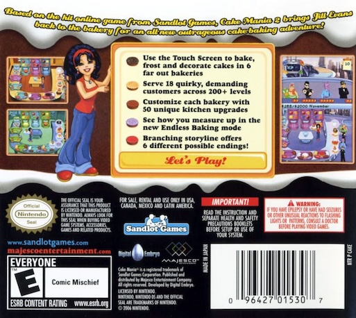 Cake Mania 2 - Jill's Next Adventure ! — box-2D-back (US)