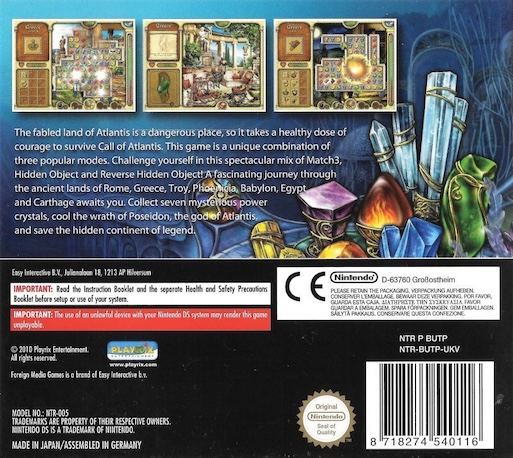 Call Of Atlantis — box-2D-back (EU)
