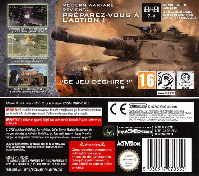 Call Of Duty - Modern Warfare - Mobilized — box-2D-back (FR)