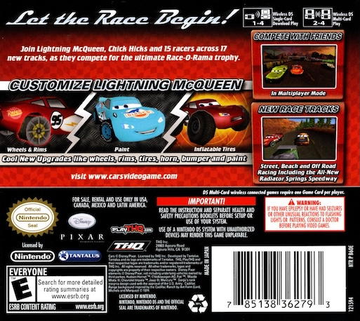Cars Race-o-rama — box-2D-back (US)