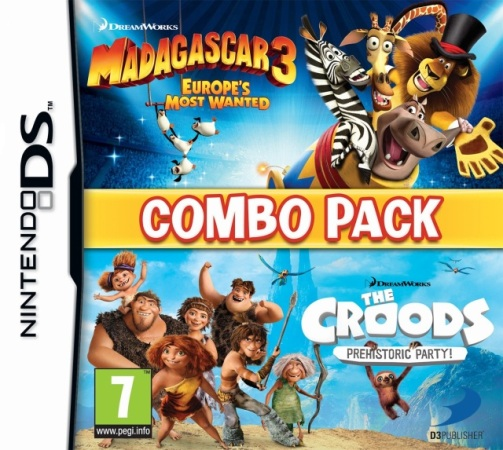 Combo Pack - Madagascar 3 - Europe's Most Wanted   Croods - Prehistoric Party!, The box art