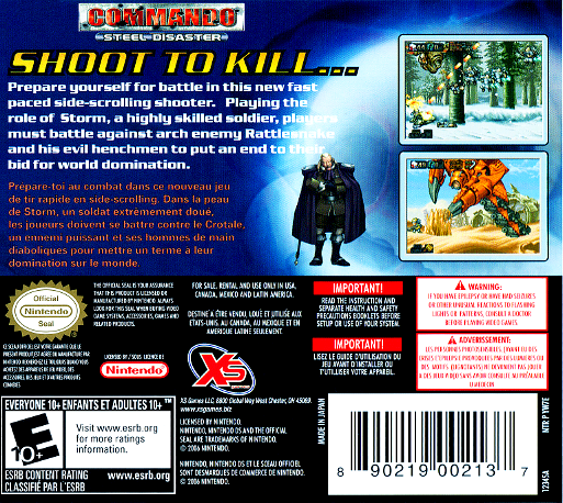 Commando - Steel Disaster — box-2D-back (US)