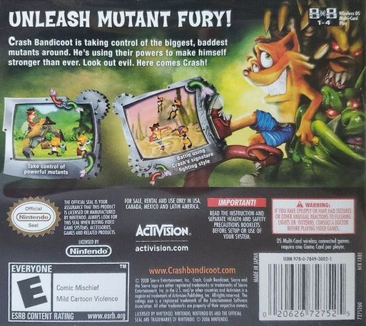 Crash - Mind Over Mutant — box-2D-back (US)