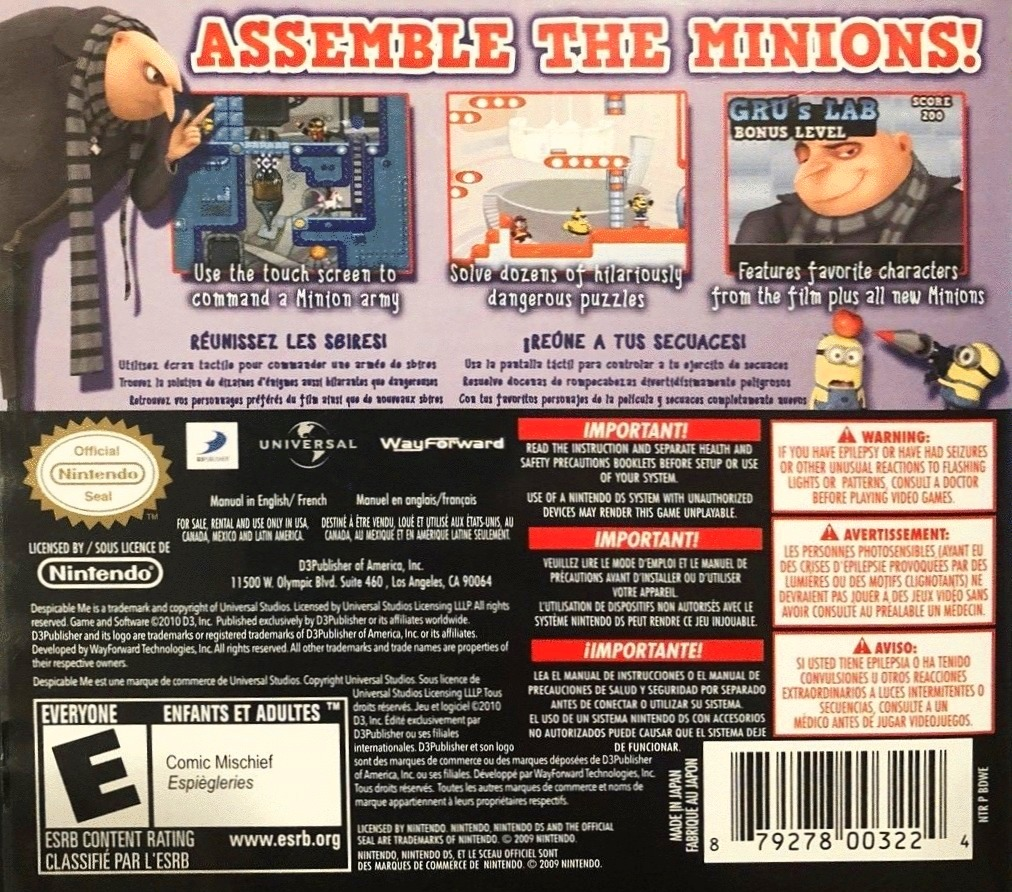 Moi, Moche Et Méchant - Minions En Folie ! — box-2D-back (WOR)