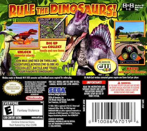 Dinosaur King — box-2D-back (US)