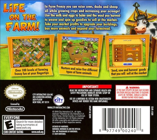 Farm Frenzy - Animal Country — box-2D-back (US)