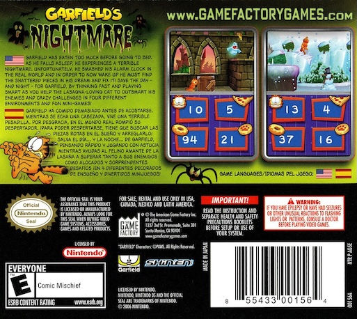 Garfield's Nightmare — box-2D-back (US)