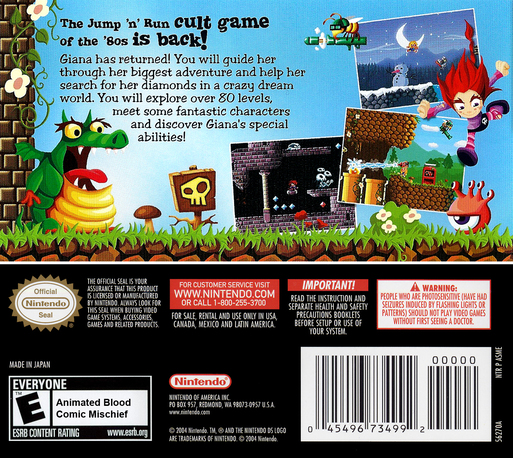 Giana Sisters DS — box-2D-back (US)