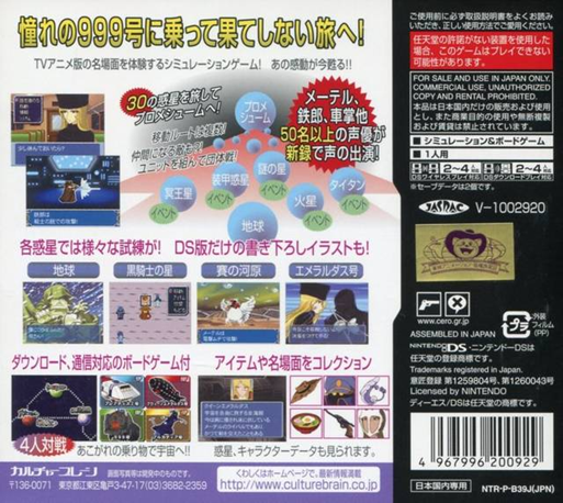 Ginga Tetsudou 999 DS — box-2D-back (JP)