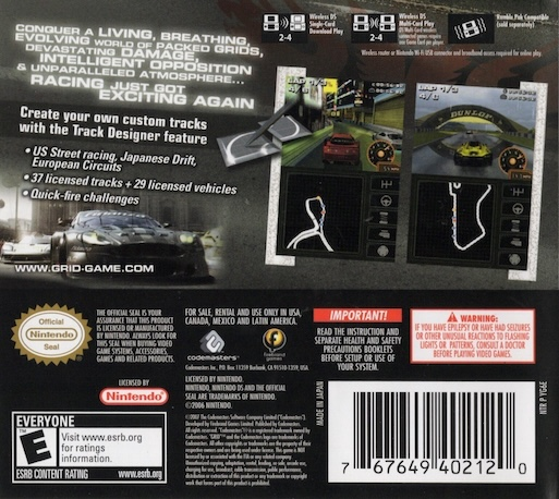 Race Driver - Grid — box-2D-back (US)